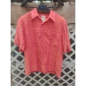 Mens Linen Button Up Shirt Large Short Sleeve Spring Everyday Casual Resort Nwot